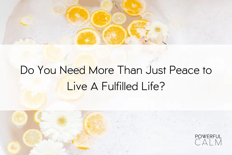 do you need more than peace to be fulfilled?