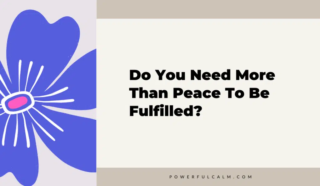 Blog title image with a blue and pink modern flower and beige background that says, Do you need more than peace to be fulfilled? powerfulcalm.com